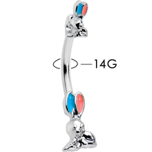 Easter Bunny Red Blue Ears Double Mount Belly Ring