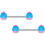 14G 9/16  Blue Pink Celebration Easter Egg Barbell Nipple Ring Set