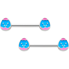 14G 9/16  Blue Pink Celebration Easter Egg Barbell Nipple Ring Set