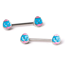 14G 9/16  Blue Pink Celebration Easter Egg Barbell Nipple Ring Set