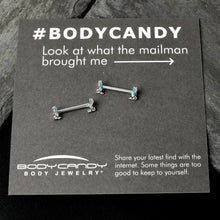 14G 9/16 Easter Bunny Blue Red Ears Barbell Nipple Ring Set