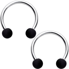 16G 3/8 Matte Black Blue Teal Horseshoe Circular Barbell Set of 6