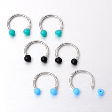 16G 3/8 Matte Black Blue Teal Horseshoe Circular Barbell Set of 6