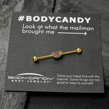 14G Pink Green Gem Gold Hue Watermelon Yum Industrial Barbell 38mm