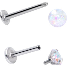 16G 5/16 3/8 Aurora Gem White Faux Opal Labret Monroe Set of 4
