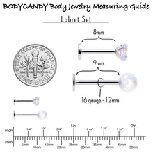 16G 5/16 3/8 Aurora Gem White Faux Opal Labret Monroe Set of 4