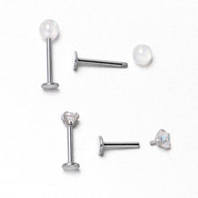 16G 5/16 3/8 Aurora Gem White Faux Opal Labret Monroe Set of 4