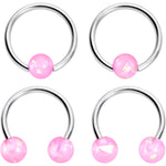 16G 3/8 Pink Faux Opal Horseshoe BCR Captive Ring Set of 4