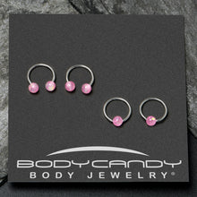 16G 3/8 Pink Faux Opal Horseshoe BCR Captive Ring Set of 4