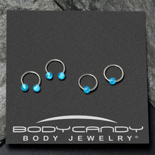 16G 3/8 Blue Faux Opal Horseshoe BCR Captive Ring Set of 4