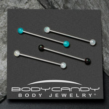 14G Green Aurora Black Faux Opal Pack Industrial Barbell Set of 4