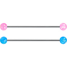 14G Pink White Purple Faux Opal Pack Industrial Barbell Set of 4