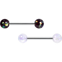 Green Aurora White Black Faux Opal Pack Tongue Ring Set of 4