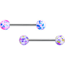 Green Blue Pink Splatter Barbell Tongue Ring Set of 4
