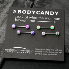 Green Blue Pink Splatter Barbell Tongue Ring Set of 4