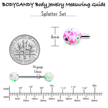 Green Blue Pink Splatter Barbell Tongue Ring Set of 4