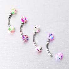 16G 3/8 Splatter Pink Green Blue Curved Eyebrow Ring Set of 4