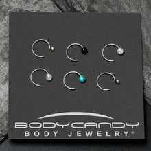 20G 5/16 Nose Hoop Gem Faux Opal Pack Dynasty Nose Ring Set of 6