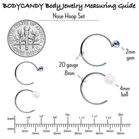 20G 5/16 Nose Hoop Gem Faux Opal Pack Pretty Nose Ring Set of 6