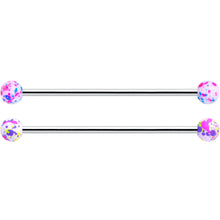 14G Splatter Pink White Purple Industrial Barbell 38mm Set of 4