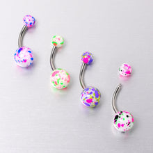 Splatter Pink Blue Purple Green Belly Ring Set of 4