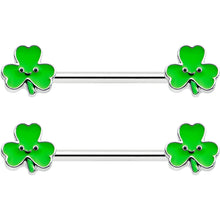 14G 9/16 Kawaii Smile Shamrock St Patricks Barbell Nipple Ring Set