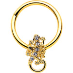 16G 3/8 Clear Gem Gold Tone Luscious Lizard Hinged Segment Ring