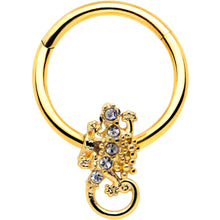 16G 3/8 Clear Gem Gold Tone Luscious Lizard Hinged Segment Ring