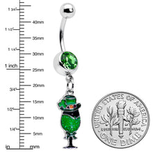 Green Gem Fancy Leprechaun St Patricks Dangle Belly Ring