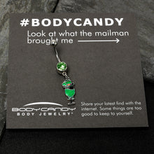 Green Gem Fancy Leprechaun St Patricks Dangle Belly Ring