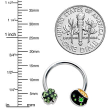 14G 9/16 Green Gem Shamrock Pot of Gold Horseshoe Nipple Ring Set