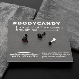 16G 5/16 Red CZ Gem Black Skull Passion Heart Labret Tragus Curation Set of 3
