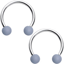 16G 3/8 Matte Black White Grey Horseshoe Circular Barbell Set of 6