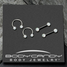 14G 9/16 White Faux Opal Horseshoe Barbell Nipple Ring Set of 4