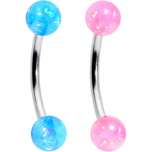16G 3/8 Pink White Purple Faux Opal PackCurved Eyebrow Ring Set of 4