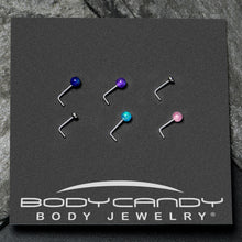 20G 1/4 Purple Gem Blue Pink Faux Opal Pack L Shape Nose Ring Set of 6
