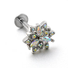 16G 5/16 Aurora CZ Gem Snowflake Style Labret Monroe Tragus