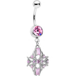 Pink Gem Opulent Cross Dangle Belly Ring