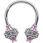 16G 3/8 Pink Gem Opulent Cross Horseshoe Circular Barbell