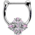 16G 5/16 Pink Gem Opulent Cross Cartilage Clicker