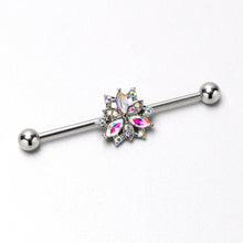 14G Aurora CZ Gem Snowflake Style Industrial Barbell 38mm