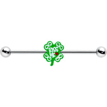 14G Kiss Me Shamrock St Patricks Industrial Barbell 38mm