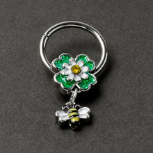 16G 3/8 Yellow Gem Daisy Bee Glitter Dangle Hinged Segment Ring
