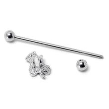 14G Green Gem Top Hat Shamrock St Patricks Industrial Barbell 38mm