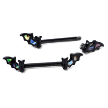 14G 9/16 Black Subtle Bat Barbell Nipple Ring Set