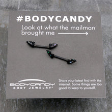 14G 9/16 Black Subtle Bat Barbell Nipple Ring Set
