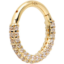 16G 5/16 14k Yellow Gold CZ Paved Ultra Luxe Hinged Circular Segment Ring