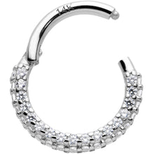 16G 5/16 14k White Gold CZ Paved Ultra Luxe Hinged Circular Segment Ring