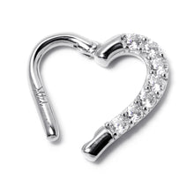 16G 5/16 14k White Gold CZ Paved Ultra Luxe Left Hinged Heart Segment Ring