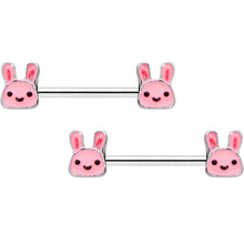 14G 9/16 Kawaii Cutie Easter Bunny Barbell Nipple Ring Set
